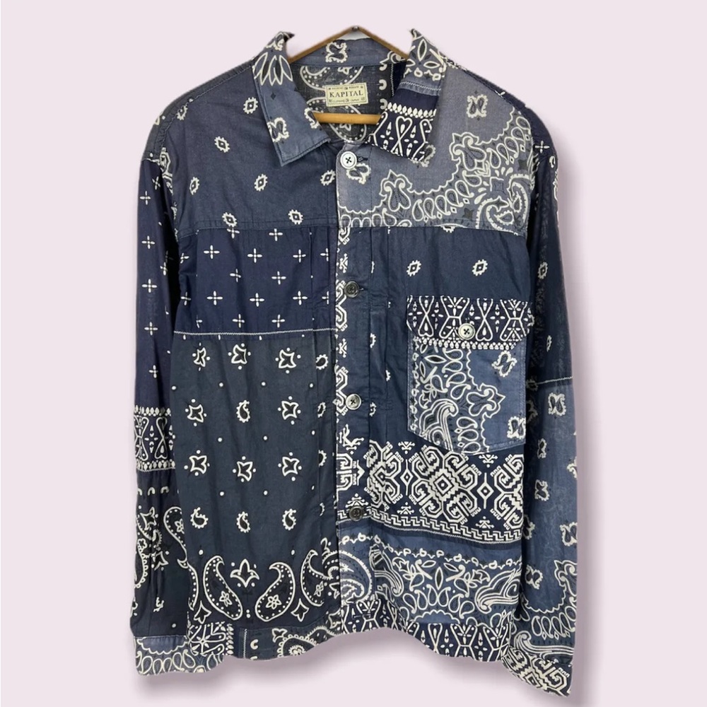 Kapital Kountry Remake Bandana Patchwork Trucker Jacket Men’s 4 Navy/Indigo